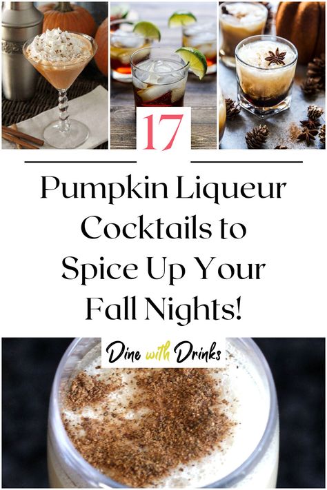 Collage of 4 pumpkin liqueur cocktails. Liqueur Cocktails, Unique Drinks, Easy To Make Cocktails, Fall Cocktail, Unique Drink, Fall Nights, Fall Cocktails, Fall Drinks, Best Pumpkin