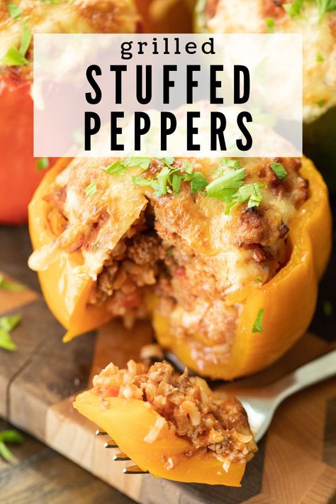 Stuffed Pepper Soup Crockpot, Veggie Stuffed Peppers, Grilled Stuffed Peppers, Salami Sandwich, Hummus Sandwich, Vegetarian Stuffed Peppers, Beef Rice, Bell Pepper Recipes, Healthy Weeknight Dinners