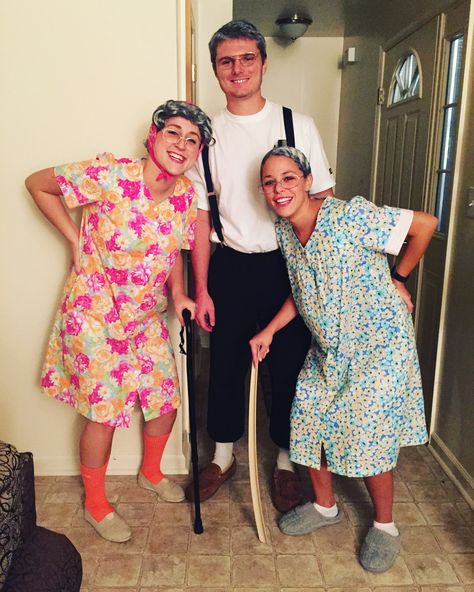 Halloween Costume Ideas   Old People Generation Day Spirit Week Outfits, Grandma Outfit Costume, Old People Halloween Costumes, Old Couple Costume, Grandma Costume For Women, Elderly Costume, Senior Citizen Day Spirit Week, Senior Citizen Costume, Old People Costume