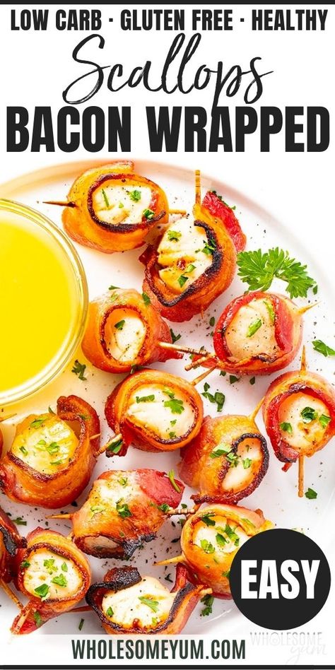 Bacon Wrapped Scallop Appetizer, Bacon Wrapped Scallops In Oven, Scallops In The Oven, Scallops And Bacon, Scallop Recipes Baked, Bacon Wrapped Scallops Recipe, Bacon Scallops, Oven Baked Bacon, Scallops Recipe