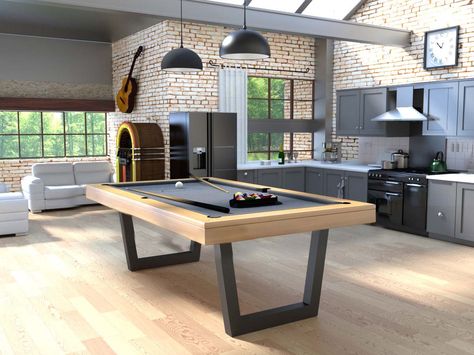 Billard transdirmable en table de salle a manger de style industriel Billard Table, Pool Tables For Sale, Slate Pool, Outdoor Pool Table, Modern Pool Table, Pool Table Slate, Pool Table Dining Table, Moderne Pools, Pool Table Room