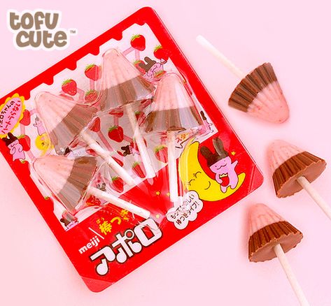 Buy Meiji Apollo Strawberry Chocolate Lollipop Sticks at Tofu Cute Meiji Apollo Strawberry Chocolate, Meiji Apollo, Strawberry Packaging, Meiji Chocolate, Red Snacks, Chocolate Drawing, Japanese Candy Snacks, Chocolate Lollipop, Kawaii Strawberry