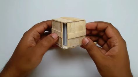 Homemade Cardboard Puzzle Box With Secret Lock DIY | Popsicle or Ice Cream Stick Puzzle Box Cardboard Puzzle, Diy Popsicle, Diy Puzzles, Secret Box, Ice Cream Stick, Makeup Box, Puzzle Box, Popsicle Sticks, Diy Box