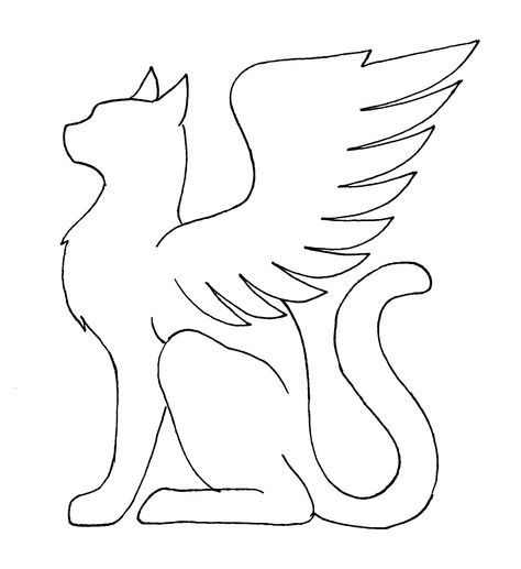 winged cat statant Cat With Bat Wings Drawing, Cat With Wings Drawing, Cats With Wings, Cat Wings, Cat With Wings, Sketch Cat, Poppy Coloring Page, Winged Cat, Angel Wings Drawing