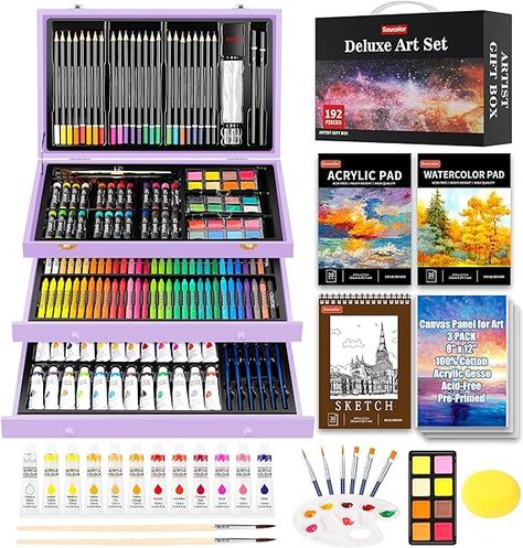 this would make a great Christmas present for that special someone who loves to paint or draw. Wooden Art Box, Drawing Pad, Drawing Supplies, Artist Gifts, Oil Pastels, Drawing Set, Gifts For An Artist, Wooden Art, Art Kit