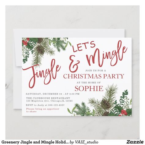 Christmas Invites, Jingle And Mingle, Christmas Party Host, Holiday Christmas Party, Red Poinsettia, 17 December, Christmas Party Invitation, Winter Floral, Holiday Party Invitations