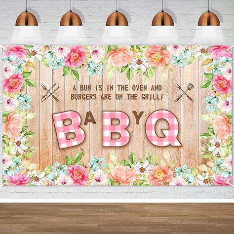 Amazon.com: BBQ Baby Showers Decorations for Girl Large Rustic Wood Baby Q Banner Decoration Watercolor Floral Barbecue Backdrop for Baby Shower Gender Reveal Birthday Picnic Party Supplies Yard Outdoor : Toys & Games Baby Q Shower Ideas Girl, Babyque Shower, Birthday Picnic Party, Bbq Baby Shower Decorations, Picnic Baby Showers, Pink Baby Shower Decorations, Baby Q Shower, Sunflower Party, Birthday Picnic