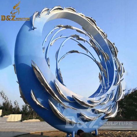 fish sculpture,circle sculpture,metal circle sculpture,metal fish sculpture,Giant metal sculpture,Giant sculpture,stainless steel,Ocean,custom sculpture Ocean Sculpture, Circle Sculpture, Monumental Sculpture, Park Sculpture, Blue Sculpture, Kinetic Art Sculpture, Street Decoration, Fish Sculpture, Kinetic Art