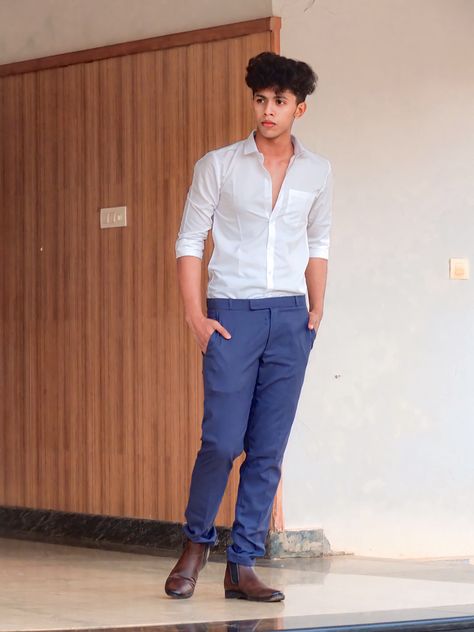 Formal pant with white shirt✨ Formal Shirt Pant, Formal Pant, Paint White, Shirt Pant, Formal Shirt, Poses For Men, Formal Shirts, Blue Paint, White Painting