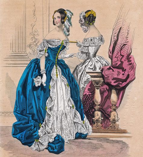 1840s Dress, 1800s Fashion, Perfect Blue, White Cover, Postcard Printing, Blue And White Dress, Edwardian Fashion, Card Birthday, Birthday Thank You