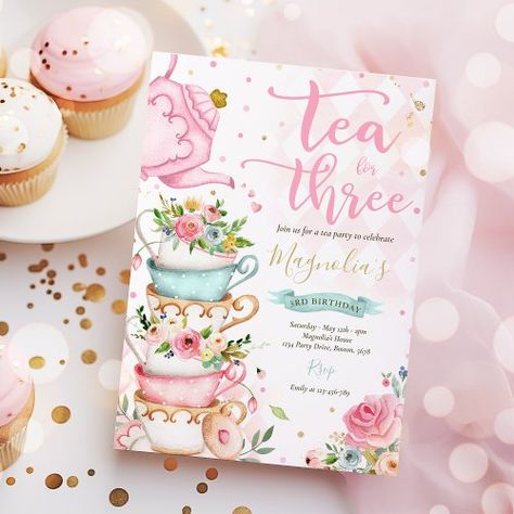 $2.04 | Tea For Three Birthday Party Pink Floral Tea Party - tea party invitation, tea party, girly tea party, par-tea invitation, whimsical tea party, garden tea party, tea party birthday, floral tea party birthday, pink and gold tea party, tea for three Tea For Two Birthday, Autumn Tea Party, Birthday Pumpkin, Par Tea, Birthday Party Pink, Two Birthday, Floral Birthday Invitations, Pumpkin Tea, Dinosaur Birthday Invitations