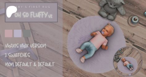 OH SO FLUFFY baby rug V2 (+default replacement) | Simdriella Baby Rug, Ts4 Mods, The Sims 4 Packs, Baby Rugs, Sims 4 Toddler, Fluffy Rug, Maxis Match, Decor Furniture, Sims Cc