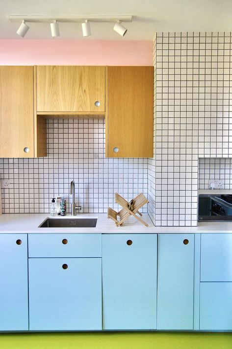 London Home Inspired by 1990s Teen Movies | Apartment Therapy Modular Small Kitchen Design, Movies Like Clueless, But I'm A Cheerleader, Tiny Kitchen Design, Small Kitchen Design, Powder Room Vanity, High School Reunion, London Home, Traditional Cabinets