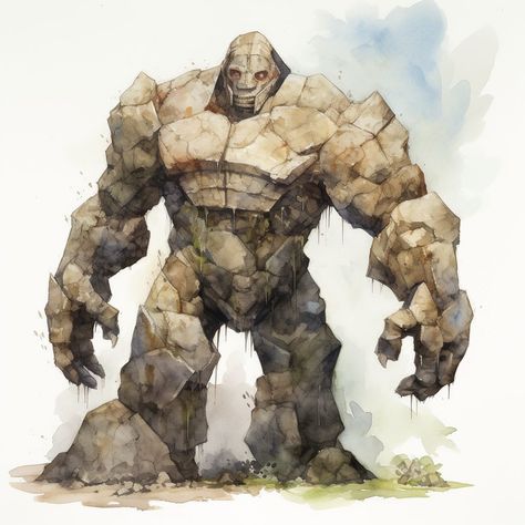 Rock Golem Art, Golem Rpg, Rock Golem, Fantasy Enemies, Mud Monster, Stone Golem, Rock Monster, Pathfinder Character, D D Monsters