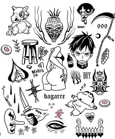 Sharpie Tattoos, Tattoo Outline Drawing, Muster Tattoos, Flash Tattoo Designs, Doodle Tattoo, Old School Tattoo Designs, Tattoo Design Book, Cool Small Tattoos, Small Hand Tattoos