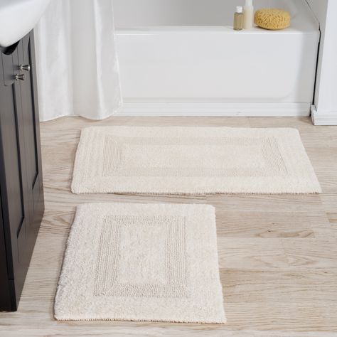 PRICES MAY VARY. MAXIMUM ABSORBENCY- The Lavish Home Bath Rugs are constructed utilizing absorbent 100% cotton material to soak up excess water after exiting the bath or shower. The classic, yet stylish set is perfect to keep your bathroom looking great and your whole family safe from a slippery floor. COMFORTABLE AND REVERSIBLE-  The comfortable texture of the Lavish Home Bath Mats offers a dry and cozy place to stand when you step out of the shower. This bath tub mat is also fully reversible w Bathroom Runner, Washable Bathroom Rugs, Bathroom Mat Sets, Bathroom Rugs And Mats, Cotton Bath Mats, Cotton Bath Rug, Bathroom Rug Sets, Bath Mat Sets, Bath Rugs Sets