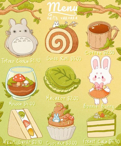 Faith Varvara, Menu Illustration, 귀여운 음식 그림, Foods And Drinks, Food Artwork, Food Illustration Art, Kawaii Illustration, Cute Food Drawings, Cute Food Art