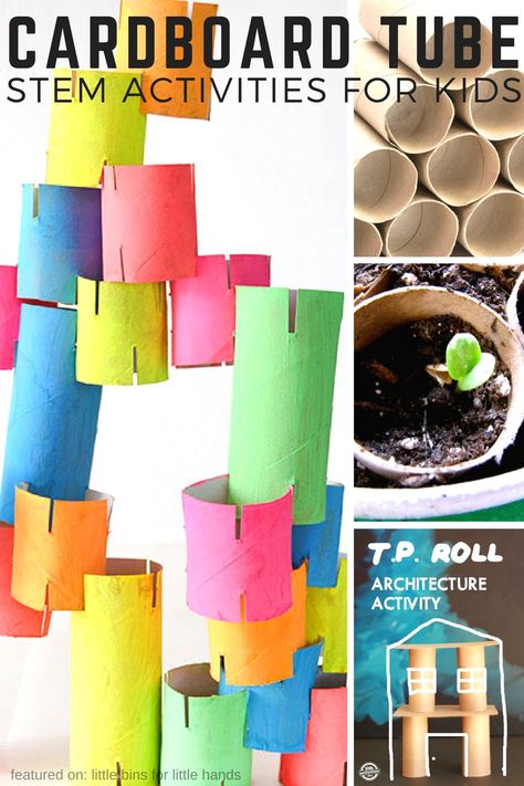 Cardboard tube STEM activities for kids to try using cardboard rolls or tubes or even toilet paper rolls! An affordable and easy addition to your STEM lessons! Things To Do With Cardboard, Classroom Stem Activities, Makers Space, Stem Bins, Stem Boxes, Kids Stem Activities, 4h Projects, Stem Activities For Kids, Steam Ideas