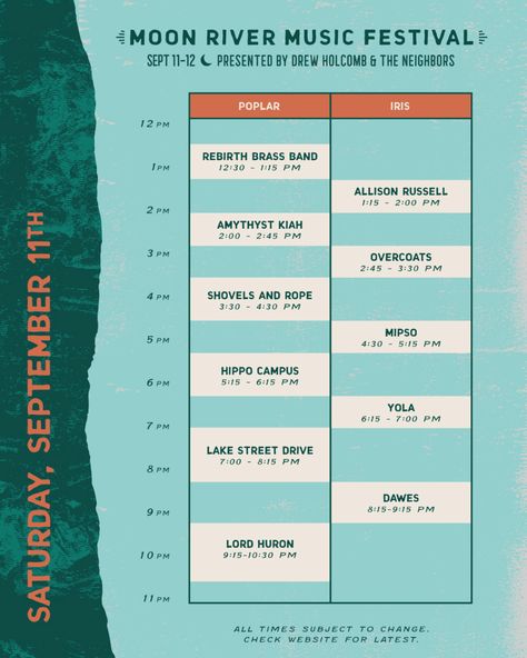 Festival Schedule Design, Time Schedule Design, Festival Program Design, Graphic Design Schedule, Event Schedule Design, Festival Graphics, Timetable Design, Festival Schedule, Festival Program