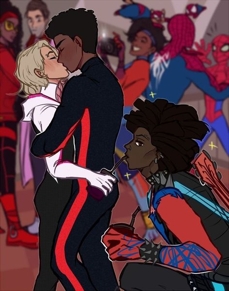 Prowler Miles X Margo, Gwen X Miles Fanart, Miles X Margo, Gwiles Fanart, Miles X Gwen Fanart, Miles Morales X Hobie Brown, Miles X Hobie, Spider Punk Hobie Brown, Gwen Stacy Into The Spiderverse