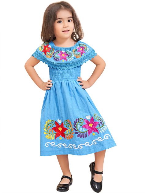 PRICES MAY VARY. Traditional Design: Inspired by the classic Vestidos Mexicanos, this Mexican Dress for Girls captures the essence of rich Mexican culture and history. Each wearer is immersed in Mexico's traditional charm. Tropical & Beach Experience: Specifically designed for tropical environments, vacationing in places like Hawaii, or beach outings, offering outstanding breathability and comfort for your toddler with its lightweight material. Fiesta Ready Button-Up: Ideal not only for Cinco de Baby Costumes Girl, Mexican Traditions, Classic Color Palette, Mexican Dress, Hawaiian Culture, Embroidery Materials, Mexican Dresses, Dress For Girls, Mexican Culture