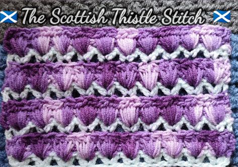 Scottish Crochet, Scottish Thistle, V Stitch, Stitch Crochet, Crochet Flower Patterns, Crochet Stitches Patterns, Diy Crochet Projects, Baby Yarn, Crochet Blanket Patterns