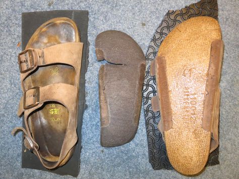 Strange Taste Horsebeans: DIY: How to Resole Your Birkenstocks How To Clean Birkenstocks, Leather Purse Pattern, A Strong Man, Make Your Own Shoes, Cast Iron Cleaning, Diy Sandals, Strong Man, Dremel Tool, Health Food Store