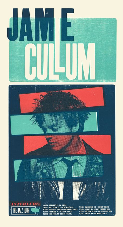 Jamie Cullum, 3-color letterpress tour poster, 2015 Poster Konser, Show Posters, Jamie Cullum, Concert Poster Design, Music Concert Posters, Event Poster Design, Graphic Design Lessons, Creative Poster Design, Tour Posters