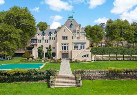 13,000 Square Foot Historic Home In Stamford, Connecticut (FLOOR PLANS) | Homes of the Rich Stamford Connecticut, Homes Of The Rich, Rich Home, Ocean Drive, Entrance Gates, House Goals, Historic Home, Inspired Homes, Living Dining Room