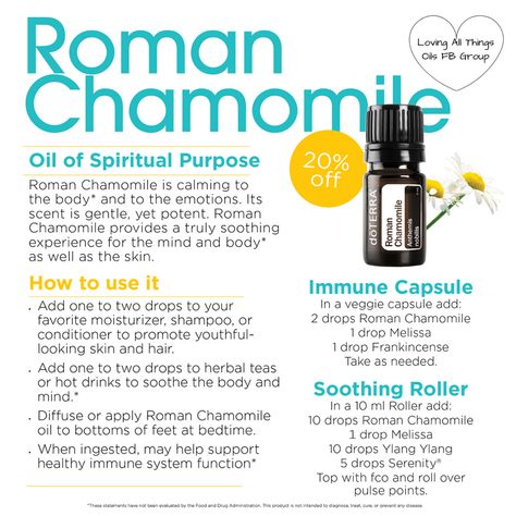 Roman Chamomile Doterra, Doterra Shampoo, Doterra Roman Chamomile, Roman Love, Oil For Skin, Nighttime Routine, Essential Oils For Skin, Roman Chamomile, Chamomile Essential Oil