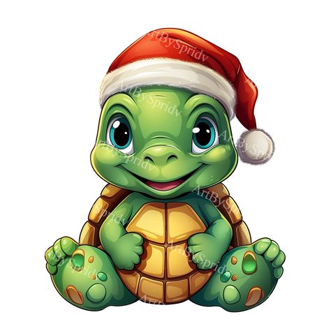 Santa Hat Transparent, Christmas Turtle, Christmas Frog, Turtle Clipart, Cute Animal Clipart, Sublimation Projects, Cute Turtles, Turtle Design, Baby Turtles