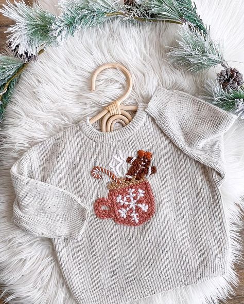 Embroidery Sweater Diy, Embroidery Sweaters, Have A Cup Of Cheer, Embroidered Sweaters, Sweater Diy, Cup Of Cheer, Sweater Embroidery, Embroidery Template, Embroidery Sweater