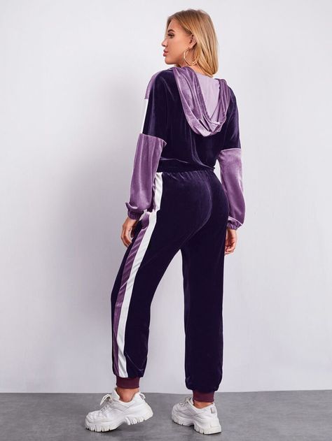 Track Suit, Sporty Outfits, Tracksuit Women, Women Set, Two Piece Outfit, Outfits Casuales, Sport Fashion, High Waisted Pants, Hooded Jacket