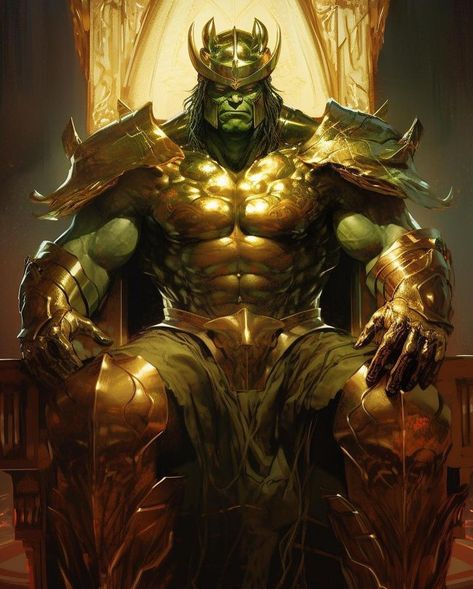 King 👑 Hulk • Art by Chuchy_art Superhero Pictures, Hulk Art, Skeleton Illustration, Dark Warrior, Hulk Marvel, Marvel Cosplay, Fantasy Races, Incredible Hulk, Fantasy Concept Art