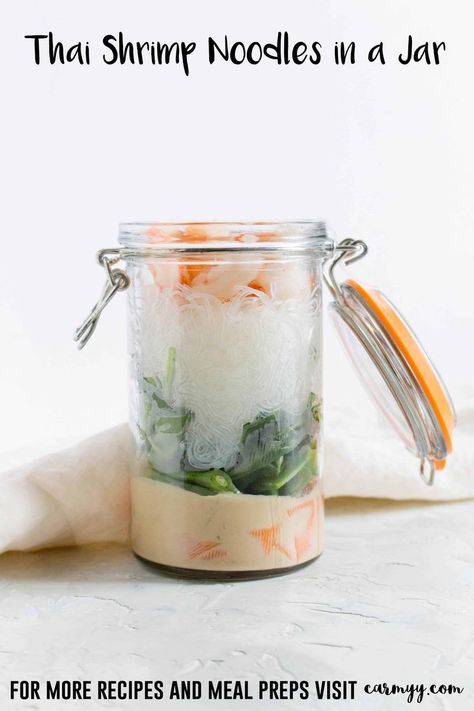 Noodles In A Jar, Healthy Instant Noodles, Shrimp Meal Prep, Tips For Meal Prepping, Shrimp Noodles, Thai Shrimp, Jar Meals, Potato Leek Soup, Healthy Shrimp