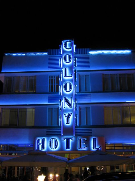 Colony Hotel at Night, Miami Beach http://Bukerz.com Colony Hotel Miami, Hotel At Night, Places In Miami, Faena Hotel Miami, Miami Pictures, Colony Hotel, Faena Hotel, Miami Travel Guide, The Colony Hotel