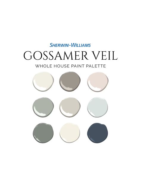 Sherwin Williams Gossamer Veil Palette Coastal Palette Color - Etsy Cabin Paint Colors, Whole House Paint Colors, Gossamer Veil, House Paint Palette, Interior Paint Palettes, House Paint Colors, Coastal Paint Colors, Coastal Paint, Color Palette Interior Design