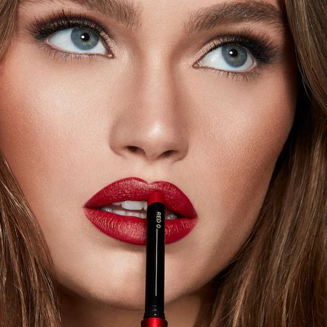 Confession™ Ultra Slim High Intensity Refillable Lipstick - Red 0 - Hourglass | Sephora Refillable Lipstick, Red Lipstick Shades, Red Pigment, Hourglass Cosmetics, Wearing Color, Lipstick Red, Lipstick Shades, True Red, Red Lipstick