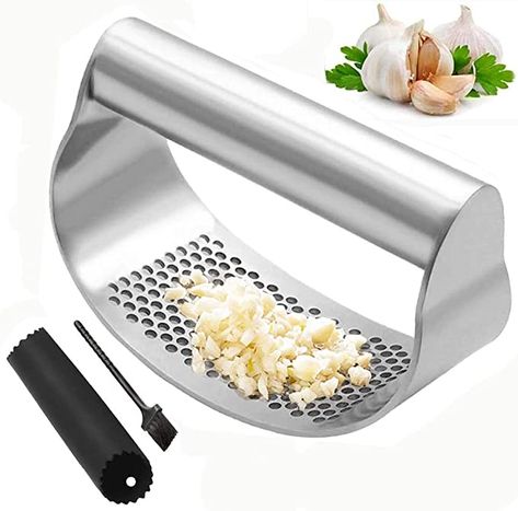 Yoboo® Garlic Press Garlic Crusher Kitchen Garlic Rocker 304 Food Grade Stainless Steel Ginger Crusher Ergonomics Labor Saving with Garlic Peeler and Cleaning Brush… : Amazon.co.uk: Home & Kitchen Garlic Presser, Garlic Tool, Garlic Chopper, Garlic Presses, Garlic Mincer, Garlic Peeler, Garlic Crusher, Garlic Puree, Vegetable Chopper