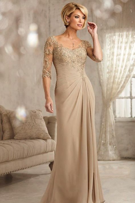 Dress With Cascading Draping   #longdress #elegantdress Mother Of The Bride Dresses Long, Mother Of The Bride Gown, Mother Of Groom Dresses, Groom Dresses, Bride Groom Dress, Mob Dresses, Bride Gowns, Mothers Dresses, Bride Clothes