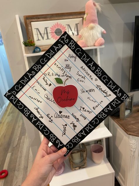 Graduation Caps For Teachers, Teaching Graduation Pictures, Teacher Cap Ideas, Student Teacher Graduation Cap, Elementary Teacher Graduation Cap, Teacher Grad Caps, Graduation Cap Teacher, Graduation Cap Decoration Teacher, Teacher Graduation Party