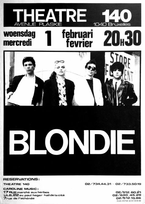 Blondie Concert, Blondie Poster, Blondie Band, James Cotton, Christian Rock Bands, Music Poster Ideas, Christian Rock, International Music, Poster Room