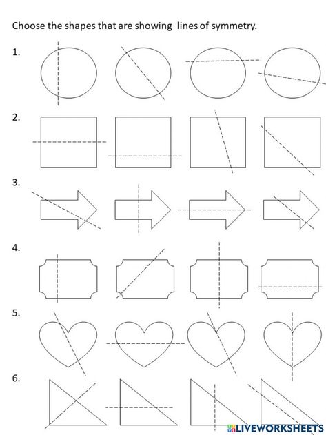 Symmetry Worksheets Grade 1, Line Of Symmetry Worksheet, Line Of Symmetry, Symmetry Math, Lines Of Symmetry, Worksheet Math, Symmetry Worksheets, Worksheets For Grade 3, 2d Shapes