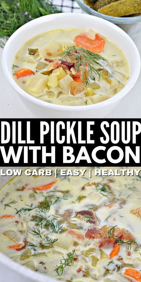 Soup With Turnips, Dill Pickle Soup, Homemade Pickles Dill, Dill Pickle Pasta Salad, Pickle Soup, Stews Recipes, Soup With Bacon, Potato Bacon Soup, Loaded Potato Soup