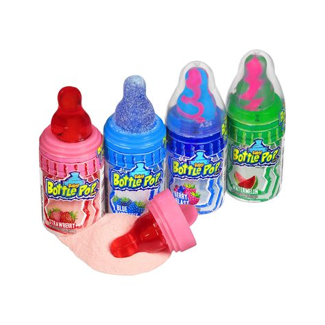 Baby Bottle Pop candy is packed with fun and silliness that kids love! These bottle-shaped treats are a 2-in-1 candy that lets kids amp up the flavor by dipping the sweet lollipop into amazing flavor-boosting powder.  Baby Bottle Pop candy is great for kids, virtual parties, party favors, goodie bags and back to school and teacher gifts. Also makes a great Baby Shower Gag Gift or favor.  Choose from 1 of 5 mouth-watering fruit flavors: Berry Blast, Blue Raspberry, Grape  Strawberry, or Watermelo Bottle Pop Candy, Airheads Candy, Lolli And Pops, Lollipop Party, Individually Wrapped Candy, Coconut Candy, School Treats, Sour Candy, Best Candy