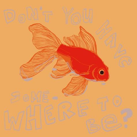 [mae] on Instagram: "the fish is right - - - - - #digitalart #illustration #procreate #goldfish #art" Easy Goldfish Painting, Colourful Illustration Art, Golden Fish Illustration, Golden Fish Drawing, Goldfish Art Illustrations, Cute Fish Illustration, Gold Fish Drawing, Fish Art Illustration, Fish Character Design