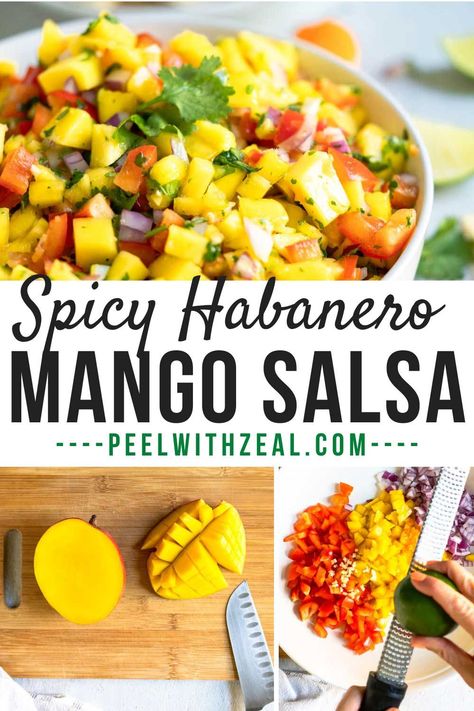 Habanero Salsa Recipe, Mango Habanero Salsa, Fresh Mango Salsa, Habanero Salsa, Mango Salsa Recipes, Mild Salsa, Easy Salsa, Spicy Salsa, Fruit Salsa