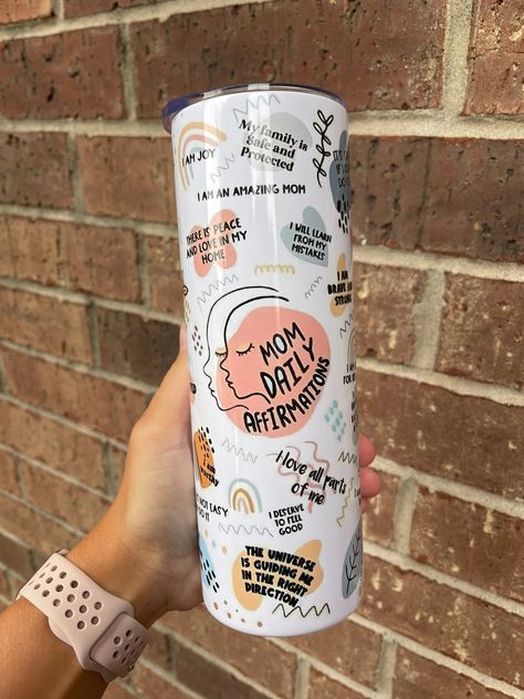 Mom Tumbler Cups, Mom Cups, Coffee Merch, Affirmation Tumbler, Bad Mom, Bulletin Board Decor, Daily Affirmation, Mom Tumbler, Christmas Crafts Decorations