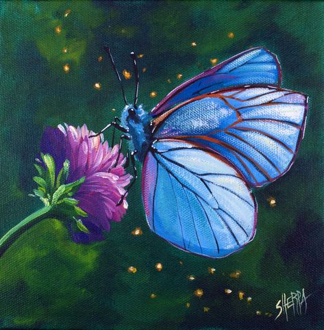 Butterfly On Flower, The Art Sherpa, Art Papillon, Painting Butterfly, Butterfly Art Painting, Butterfly Canvas, Canvas Painting Tutorials, Textured Canvas Art, Butterfly Painting