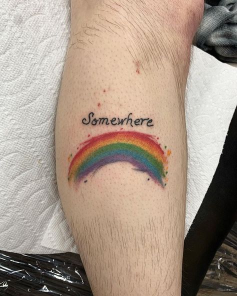 Reading Rainbow Tattoo, Rainbow Tattoo Ideas Unique, Somewhere Over The Rainbow Tattoo, Over The Rainbow Tattoo, Grandma Tattoo, Bridge Tattoo, Rainbow Tattoo, Storm Tattoo, Tattoos For Women Small Meaningful